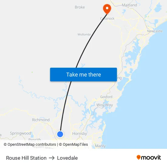 Rouse Hill Station to Lovedale map