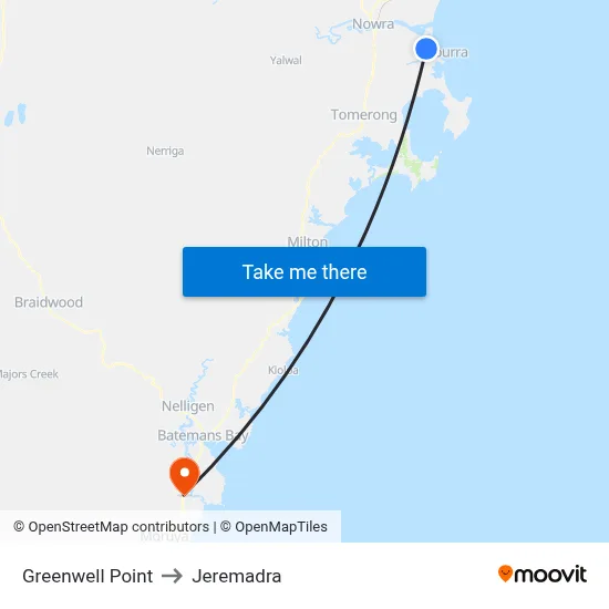 Greenwell Point to Jeremadra map