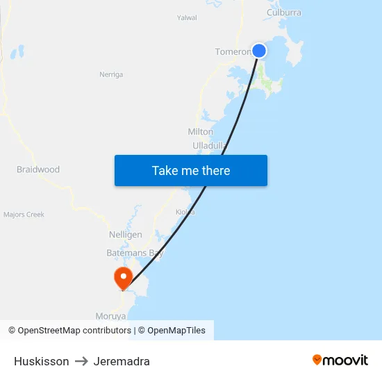 Huskisson to Jeremadra map