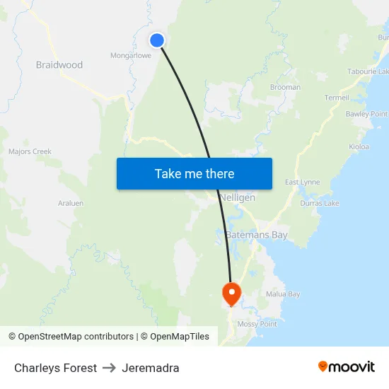 Charleys Forest to Jeremadra map