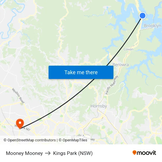 Mooney Mooney to Kings Park (NSW) map