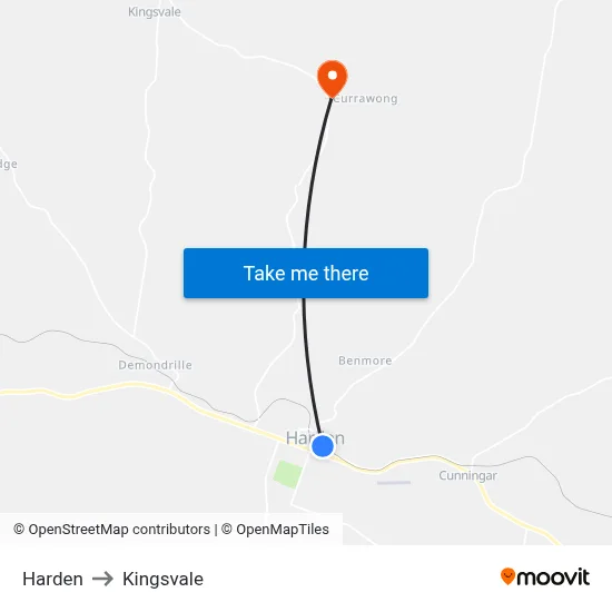Harden to Kingsvale map