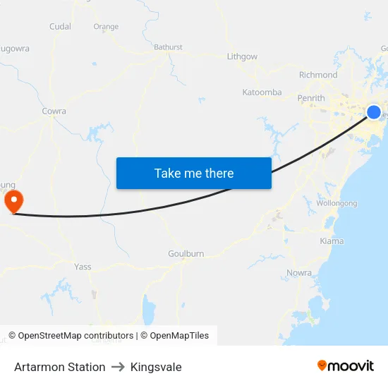 Artarmon Station to Kingsvale map