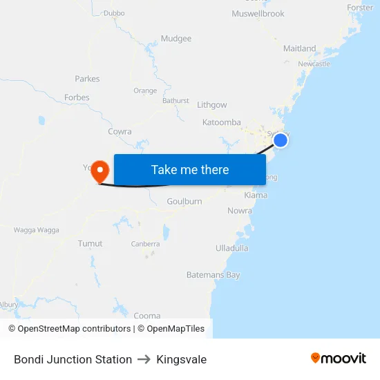 Bondi Junction Station to Kingsvale map
