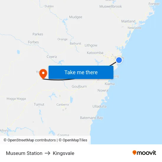 Museum Station to Kingsvale map
