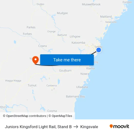 Juniors Kingsford Light Rail, Stand B to Kingsvale map