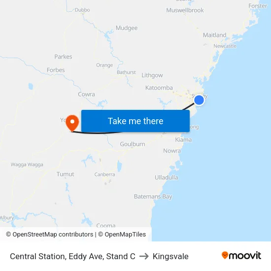 Central Station, Eddy Ave, Stand C to Kingsvale map