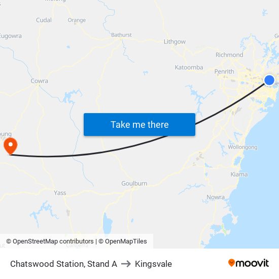 Chatswood Station, Stand A to Kingsvale map