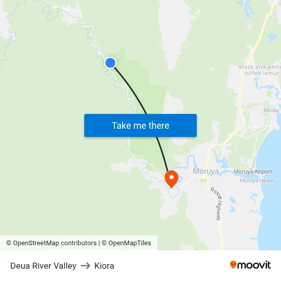 Deua River Valley to Kiora map