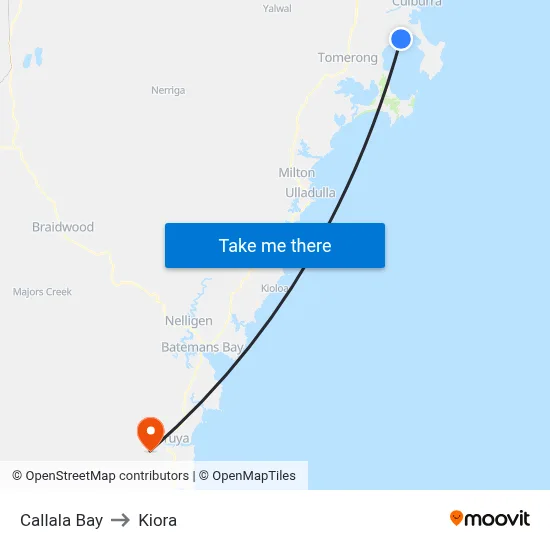 Callala Bay to Kiora map