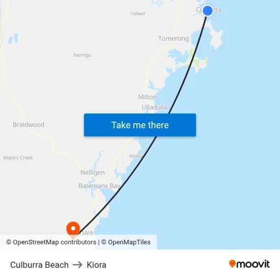 Culburra Beach to Kiora map