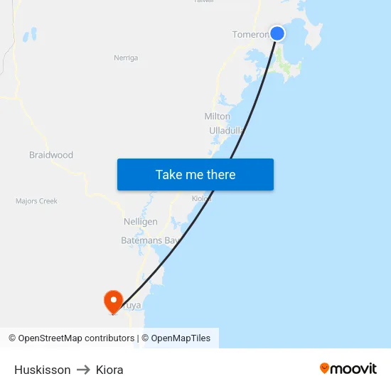 Huskisson to Kiora map