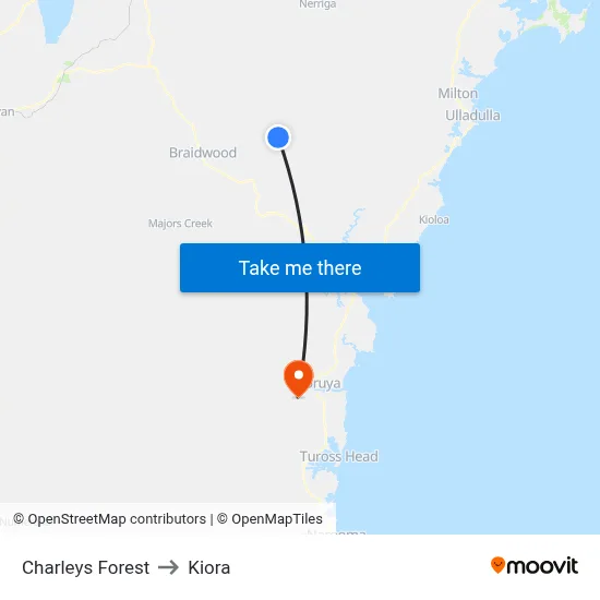 Charleys Forest to Kiora map