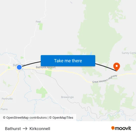 Bathurst to Kirkconnell map