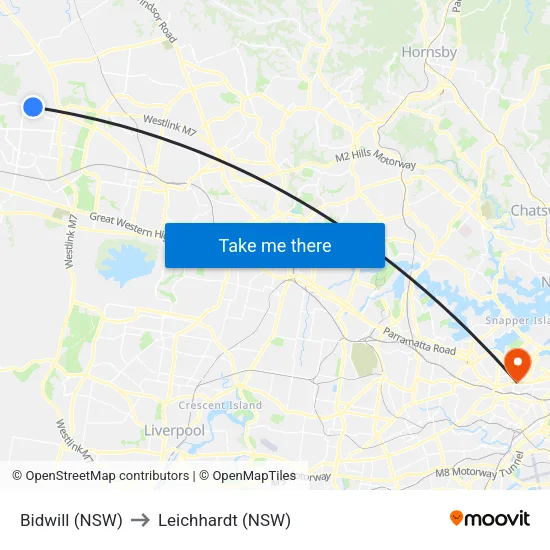 Bidwill (NSW) to Leichhardt (NSW) map