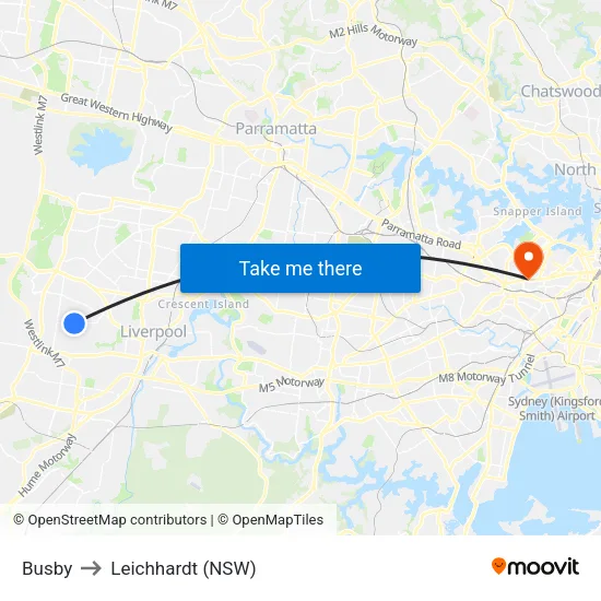 Busby to Leichhardt (NSW) map