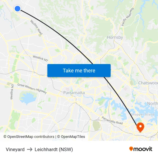 Vineyard to Leichhardt (NSW) map