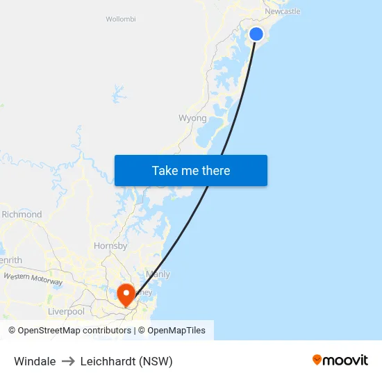 Windale to Leichhardt (NSW) map