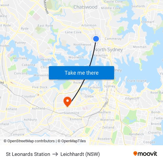 St Leonards Station to Leichhardt (NSW) map