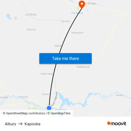 Albury to Kapooka map