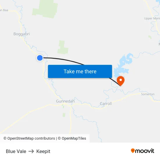 Blue Vale to Keepit map