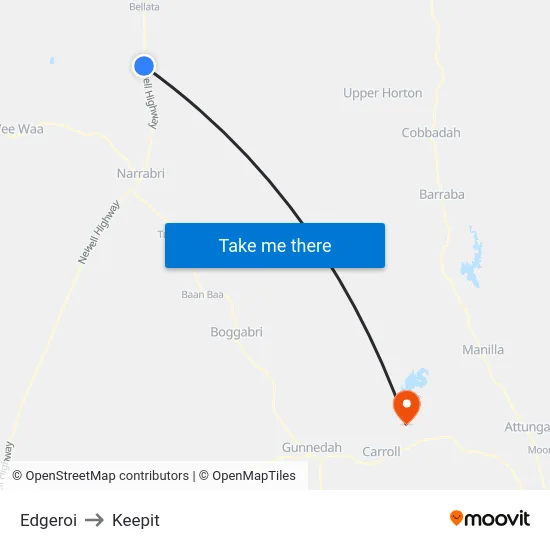 Edgeroi to Keepit map