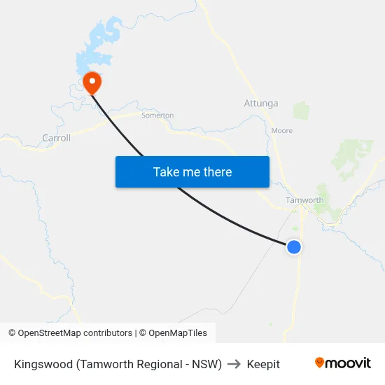Kingswood (Tamworth Regional - NSW) to Keepit map