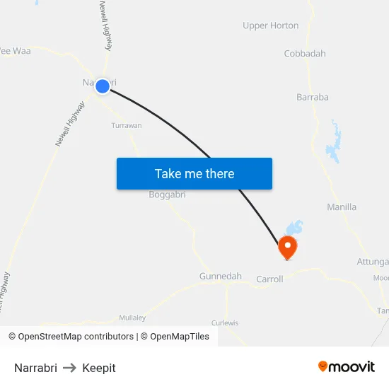 Narrabri to Keepit map