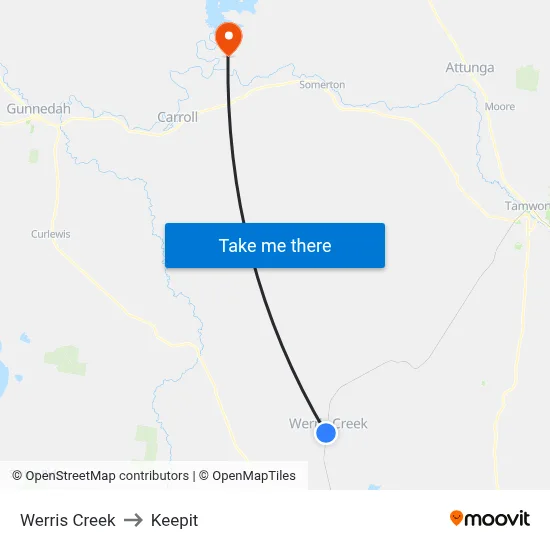 Werris Creek to Keepit map