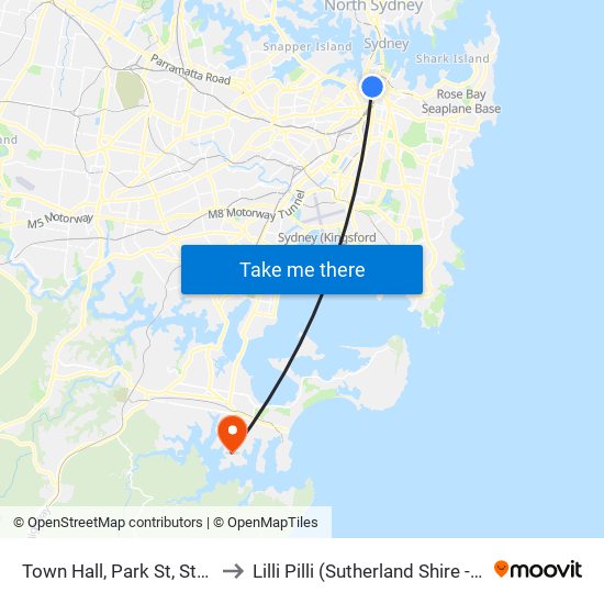 Town Hall, Park St, Stand H to Lilli Pilli (Sutherland Shire - NSW) map