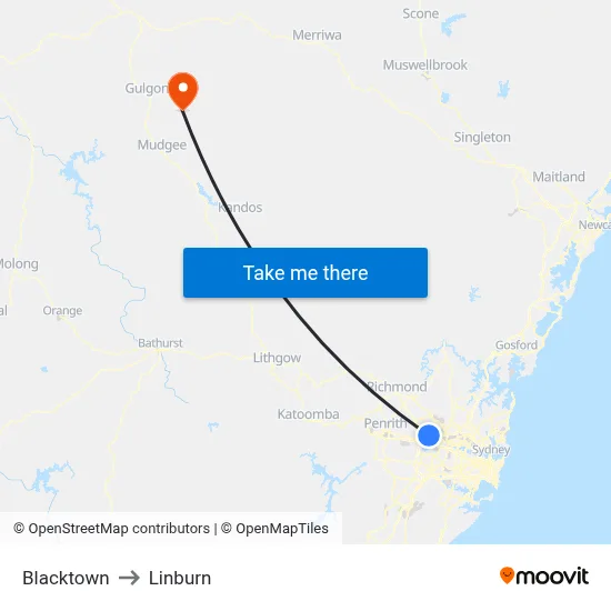 Blacktown to Linburn map