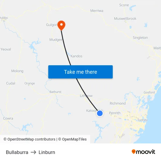 Bullaburra to Linburn map