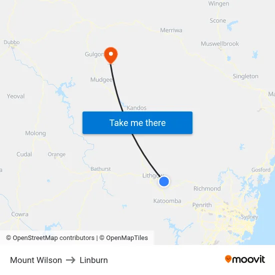 Mount Wilson to Linburn map