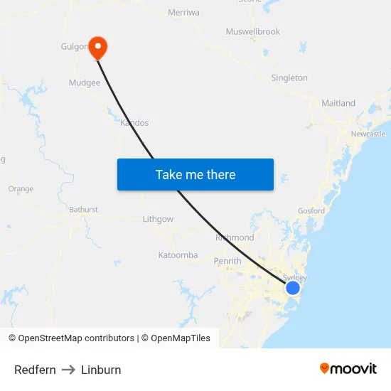 Redfern to Linburn map