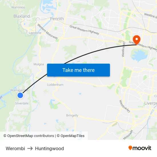 Werombi to Huntingwood map