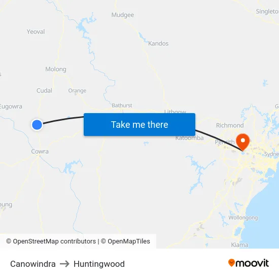 Canowindra to Huntingwood map