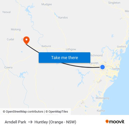 Arndell Park to Huntley (Orange - NSW) map