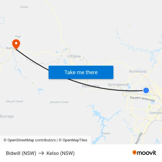 Bidwill (NSW) to Kelso (NSW) map