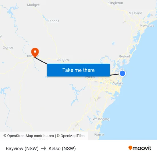 Bayview (NSW) to Kelso (NSW) map