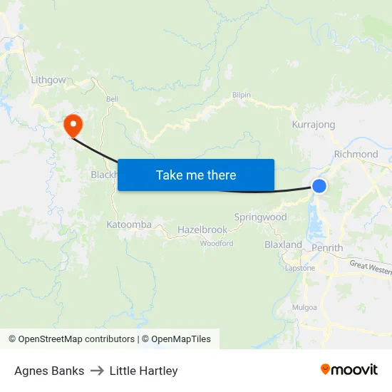Agnes Banks to Little Hartley map