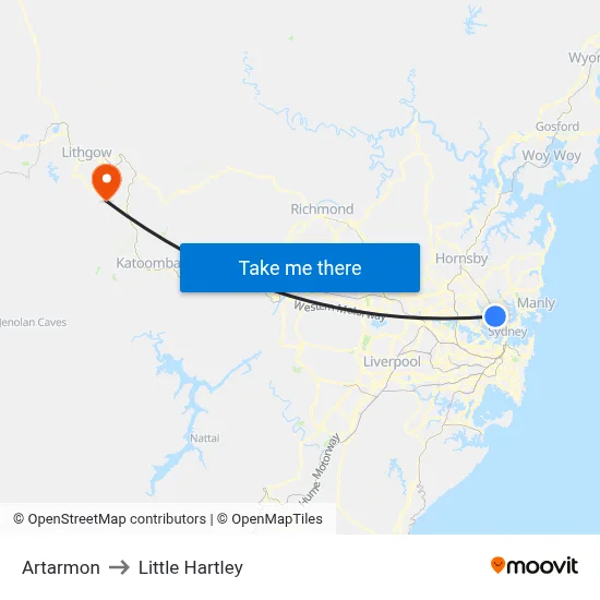 Artarmon to Little Hartley map
