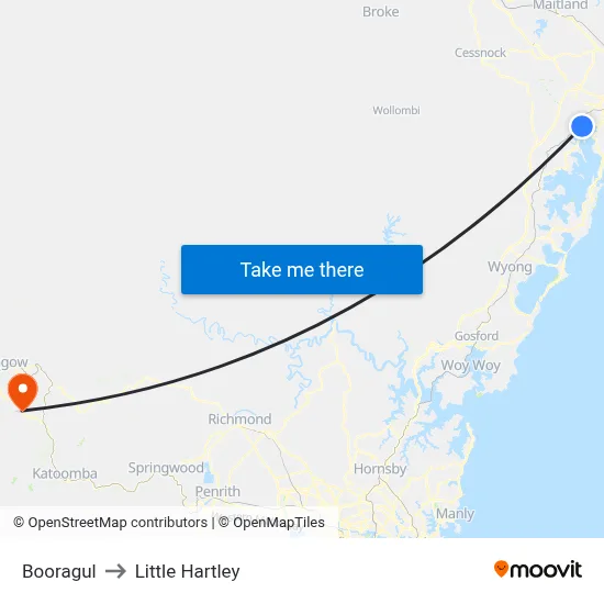 Booragul to Little Hartley map