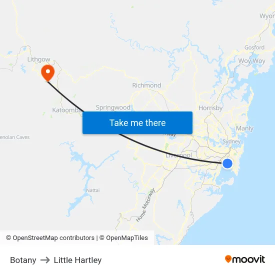 Botany to Little Hartley map