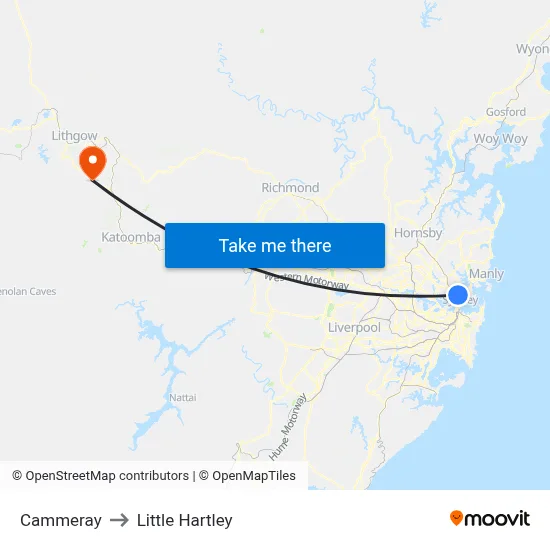 Cammeray to Little Hartley map