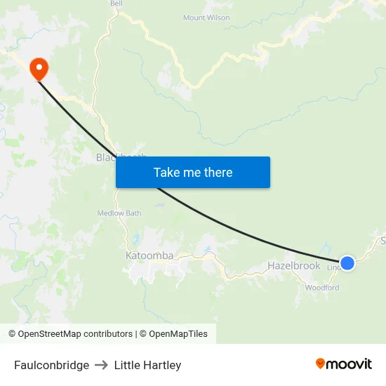 Faulconbridge to Little Hartley map