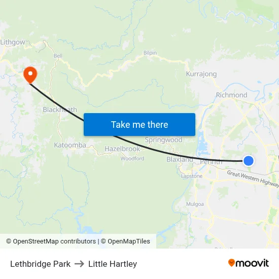Lethbridge Park to Little Hartley map