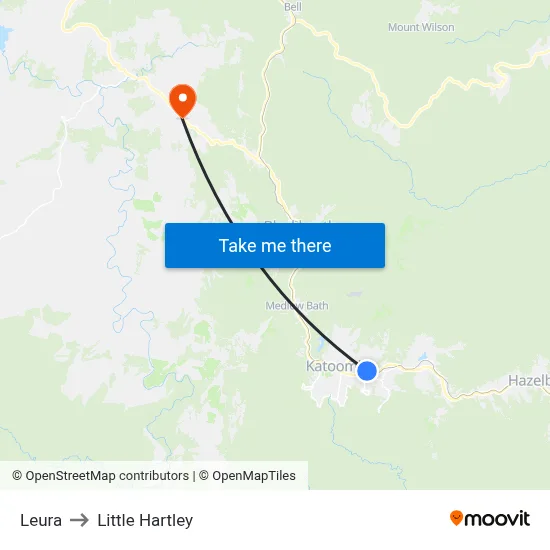 Leura to Little Hartley map