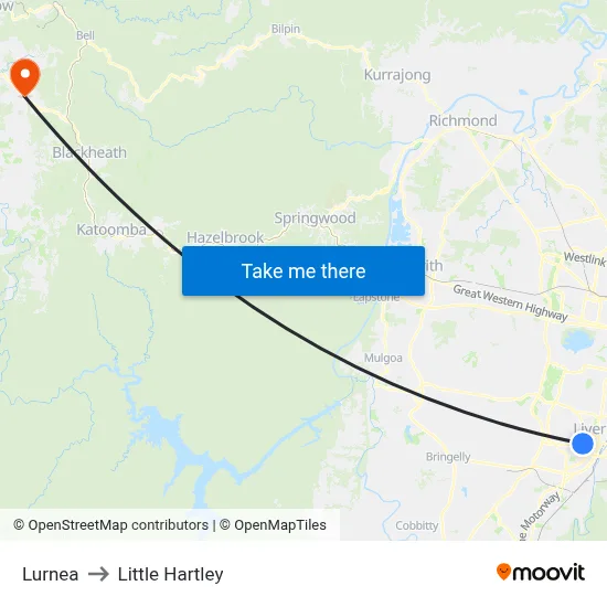 Lurnea to Little Hartley map