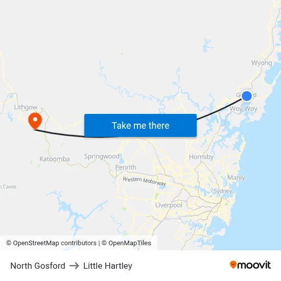 North Gosford to Little Hartley map