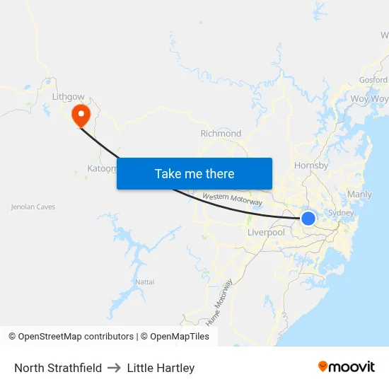 North Strathfield to Little Hartley map